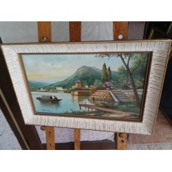 Малка картина масло на платно Испания, чудна рамка - 3647